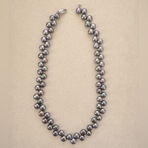 Genuine Freshwater Black Pearl Offset Choker Necklace Unique Asymmetrical Design
